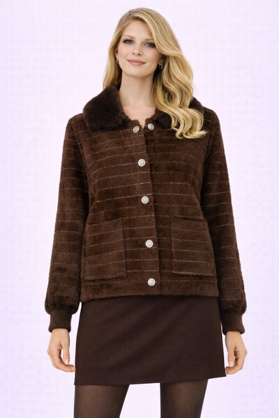 centilmen Bdk Collar Fur Detailed Coat 3001