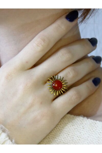 esha Natural Stone Agate Natural Stone Antique Sun Model Women's Adjustable R...