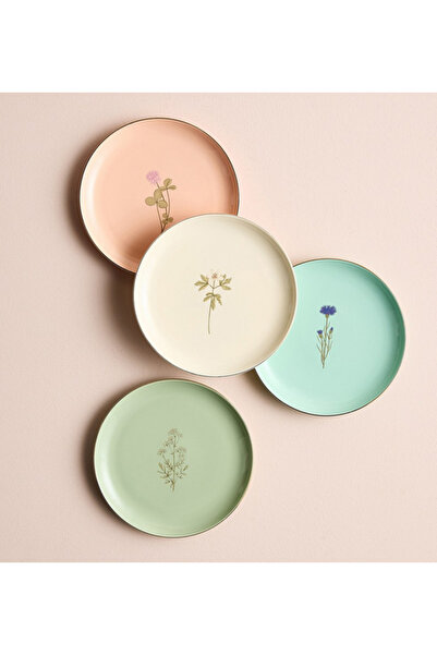 Generic Garden Boho 4-Piece Porcelain Appetizer Plate Set - 19 cm