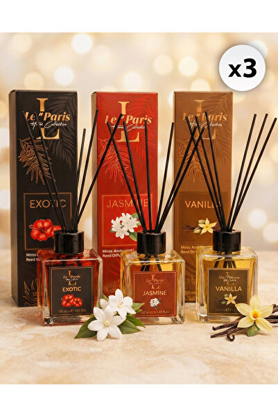 LE PARİS Odorizant de cameră cu bețișoare 120ml x3 - Exotic - Iasomie - Vanilie