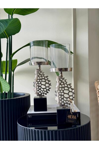 HERA DEKOR İTHAL 2Lİ DELİKLİ DÖKÜM ŞAMDAN 39CM