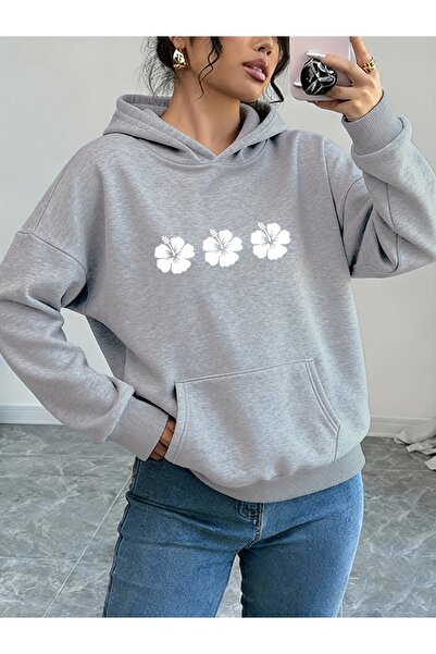 Deocept Unisex Hibiscus Flower Printed Hooded Comfortable Fit Oversized Cut S...
