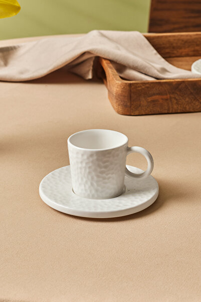 Karaca x Refika Bembeyaz Yuvarlak Tabaklı Kahve Fincanı 100 ml