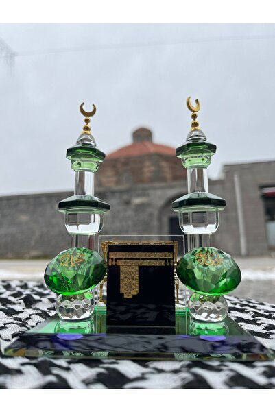 KURŞUNLU HEDİYELİK KRİSTAL KESİM KABE MİNARELİ CAM BİBLO