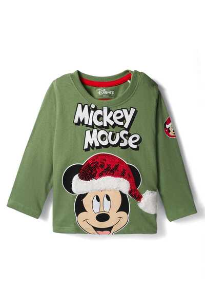 Babyhug Disney تيشيرت بأكمام طويلة من نسيج جيرسي مفرد، مزين بشخصية ميكي ماوس ...