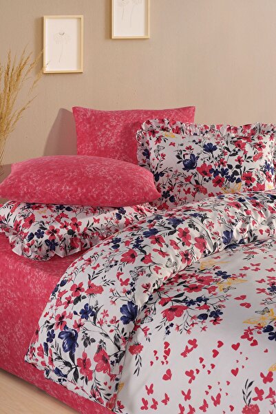 Uçkan home bumbac 100% set de lenjerie de pat dublu cu volane