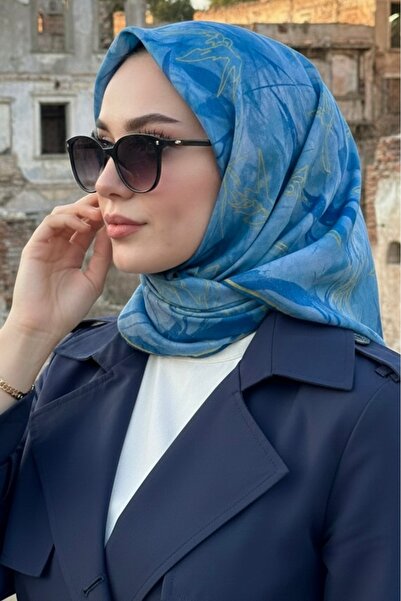 İmajButik Petrol Blue Soft Digital Cotton Scarf
