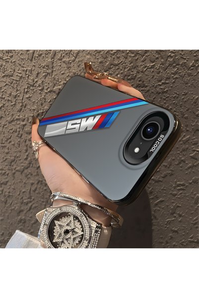 Hontinga iPhone 17E Compatible Silicone Edge Hard Back Anti-Fall Phone Case Bmw Patterned