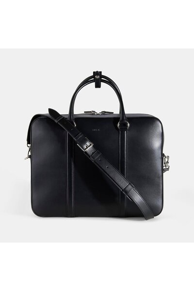 Desa Men's Black Leather Briefcase