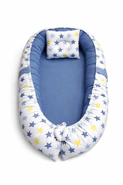 Jaju Baby Yıldız Desenli Lacivert Babynest – Bebek Yatağı & Anne Yanı Yatağı