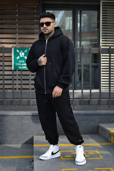 BayBayan Ανδρικό σετ ζακέτας με 3 κλωστές, χοντρό, χειμερινό, βασικό, χωρίς σ...