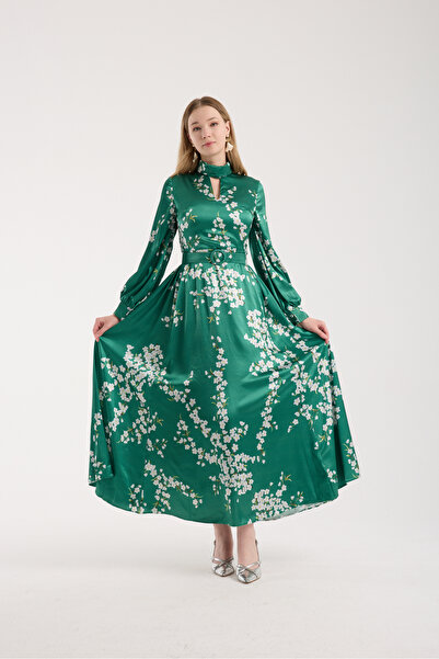 Stylish Stylish elegant satin dress in green