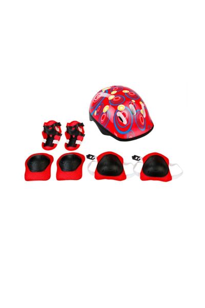FeyzaDesign Çocuklar İçin Renkli Kask ve Dizlik Seti, Bisiklet, Scooter, Pate...