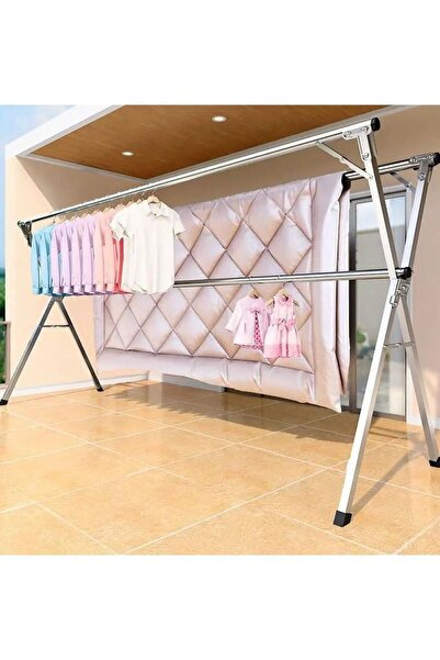 Twinkle Mart Floor standing Stainless steel clothes hanger retractable foldin...