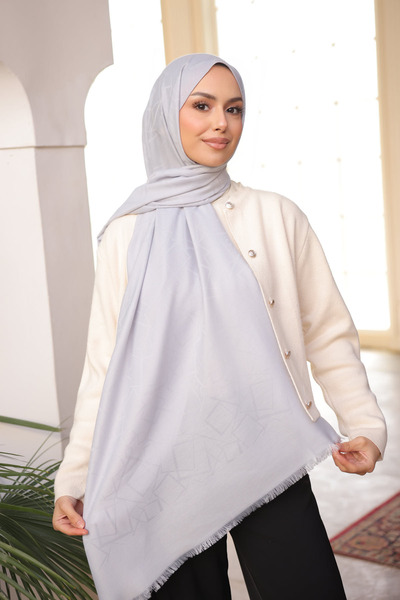 İmajButik Gray İpekhan Cotton Jacquard Shawl