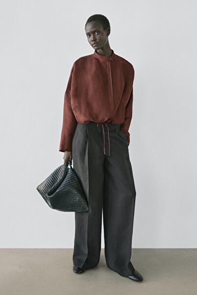 Massimo Dutti Keten dökümlü takım pantolonu