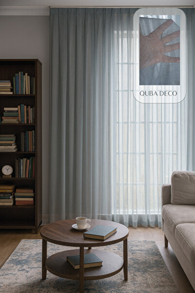 QUBA DECO ستارة من التول الكتان الطبيعي العصري ذات الملمس الطبيعي، مطوية لغرف...