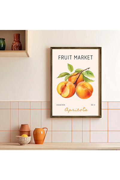 Vetro Design Fruit Market - Apricots Wooden Framed Poster