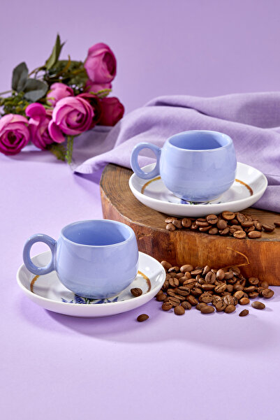 ers erbaşlar طقم فناجين قهوة هدية لشخصين من لافانتا ليلك، مجموعة فناجين