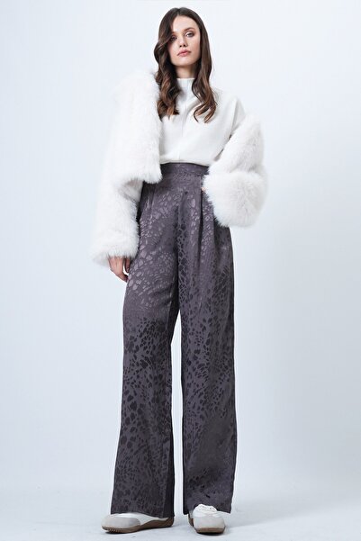 Trend Alaçatı Stili Women's Anthracite Patterned Zipper Closure Double Pocket...