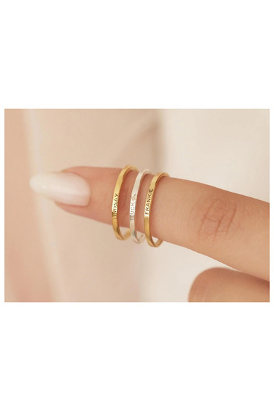 Generic Kişiye Özel Üçlü Yüzük Seti – 925 Ayar Gümüş Altın & Gümüş Kaplama – ...