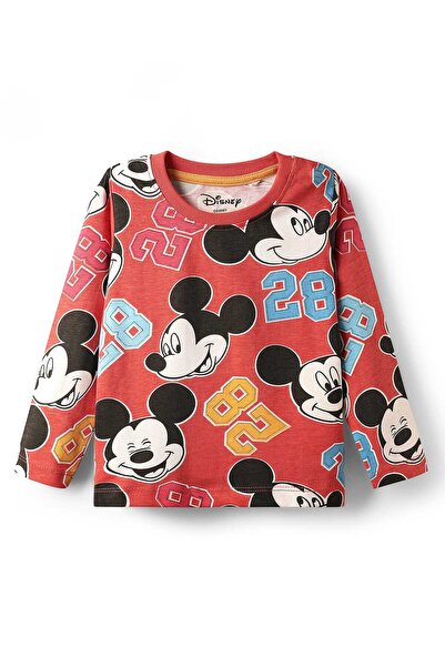 Babyhug Disney Single Jersey Knit Full Sleeves T-Shirt with Mickey Mouse Grap...