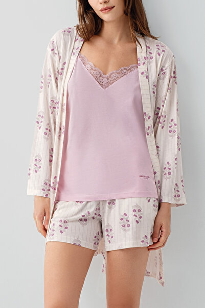 Pierre Cardin Women's 3-Piece Patterned Pajama Set with Straps -With Shorts- ...