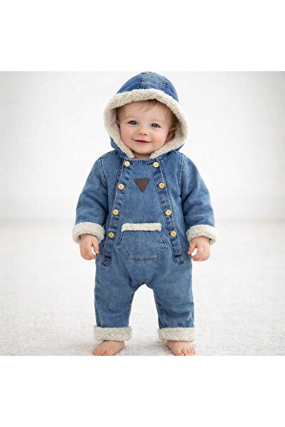 CROCODAYS Unisex Kids Baby Welsoft Denim (Jeans) Hooded Jumpsuit (3/6/9/12/18...