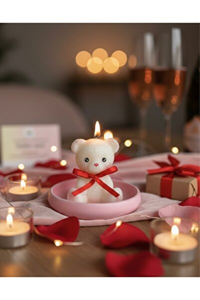 Handmade Dekoratif Ayıcık Mum - Sevgiliye Özel Hediye Kutulu Hediyelik Mum - ...