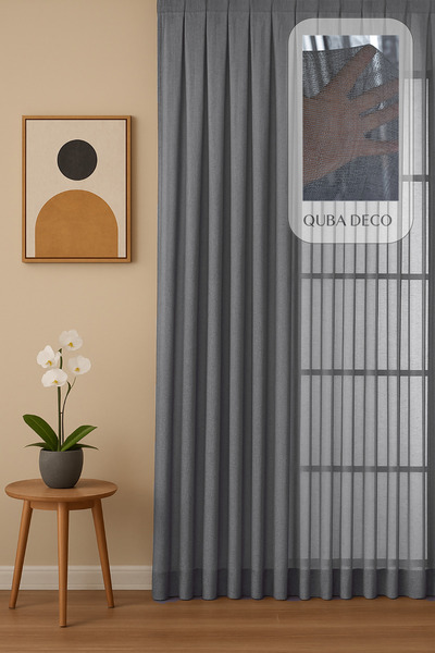 QUBA DECO ستارة من التول الكتان الطبيعي العصري ذات الملمس الطبيعي، مطوية لغرف...