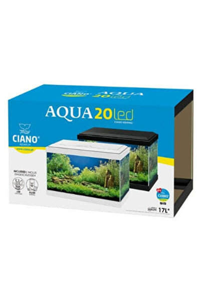 Ciano حوض أسماك أكوا 20 مع إضاءة LED بيضاء 40×20×26 سم