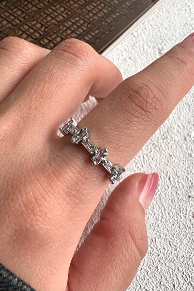 Leo'Stone Reversible Flat Baguette Stone Adjustable Women's Steel Ring