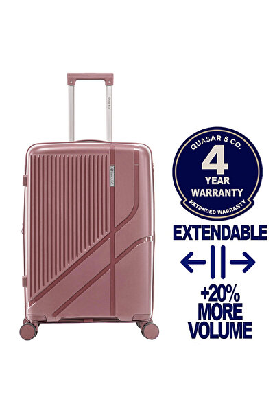 Quasar & Co. Medium expandable trolley 68x45x26-31cm, checked luggage, zipped...