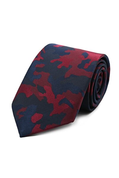 Sade Kravat Dark Red Navy Blue Special Patterned Tie 32447 Dark Red