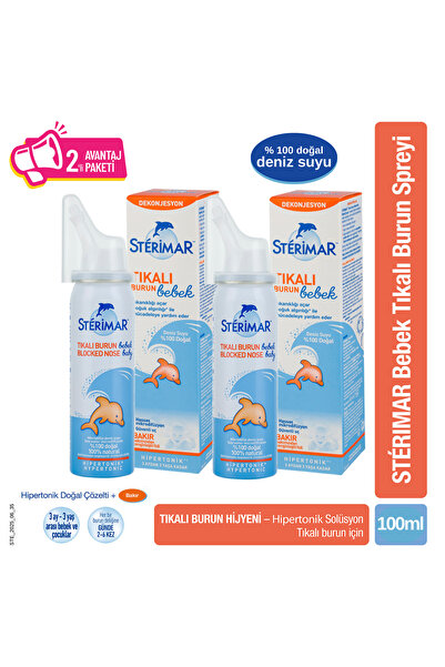 Sterimar Tıkalı Burun Hipertonik Bebek/Çocuk Burun Spreyi 100 Ml x2