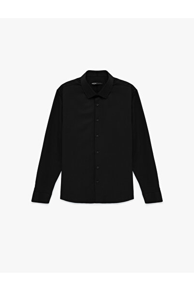 Koton Regular Fit Buttoned Long Sleeve Half Italian Collar Classic Shirt