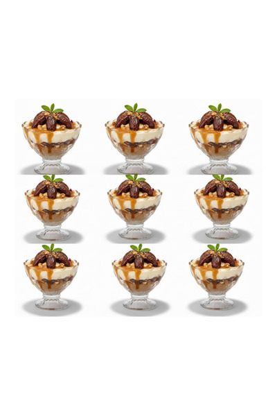 mawfoor طقم وعاء حلويات رمضانية مزخرف مع قاعدة كاسات آيس كريم / مهلبية / تقدي...