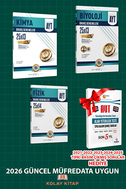 Kurul Yayıncılık Bilgi Sarmal AYT Fizik Kimya Biyoloji Denemeleri Seti (2021-...