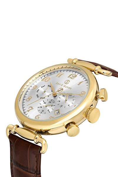 DAVID GUNER Kahverengi Deri Kordon Erkek Kol Saati L-DG-8384GB-O1