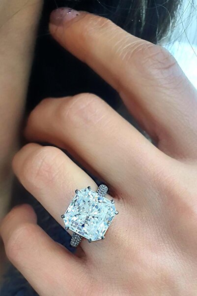 OSESHOP Sky Diamond Taşlı 925ayar gümüş üzerine beyaz altın kaplama baget tek...