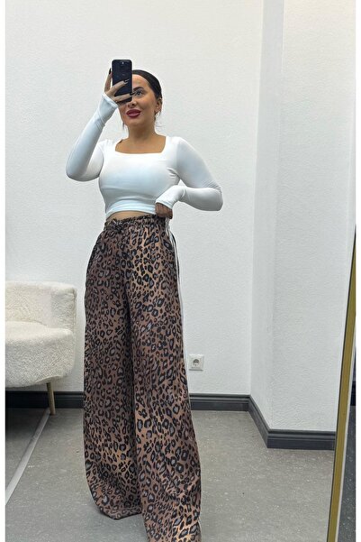 Sultan Ulu Butik Şeritli Eşofman Pantolon Leopar