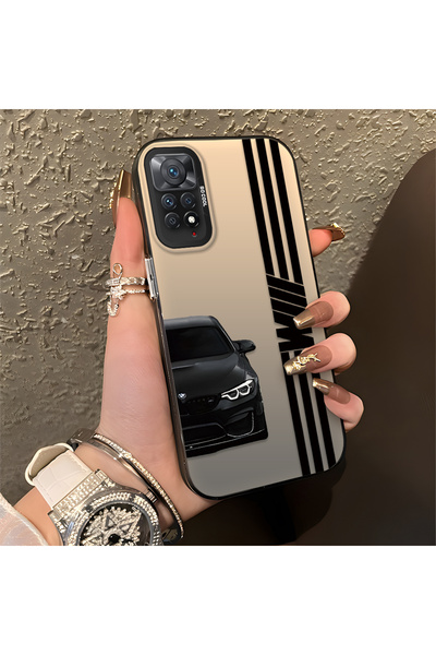 Hontinga Redmi Note 11 Pro ile Uyumlu Anti Düşme İnce Sert Kılıfı BMW Desenli