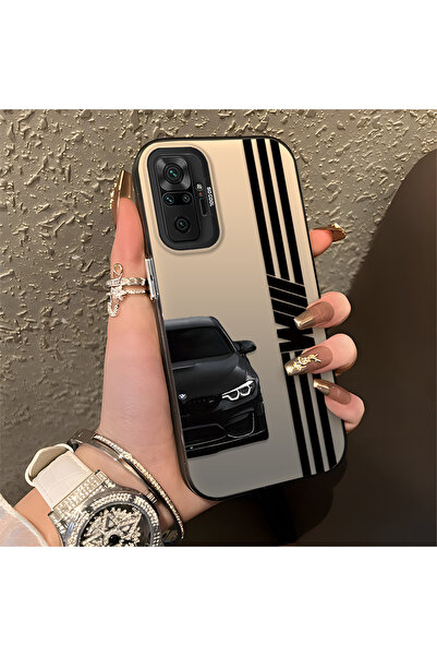 Hontinga Redmi Note 10 Pro ile Uyumlu Anti Düşme İnce Sert Kılıfı BMW Desenli