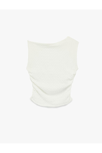 Koton Asymmetrical Neckline Sleeveless Slim Fit Draped Blouse