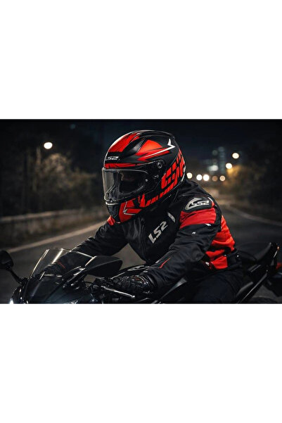 LS2 RAPID 2 CROMO MAT SİYAH-KIRMIZI FULLFACE KASK+LS2 ZOOM MONT KIRMIZI-SİYAH