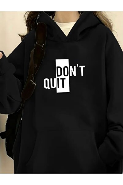 FUFLUNS Don'T Give up Printed Oversized Unisex Ka Hooded Weatshirt