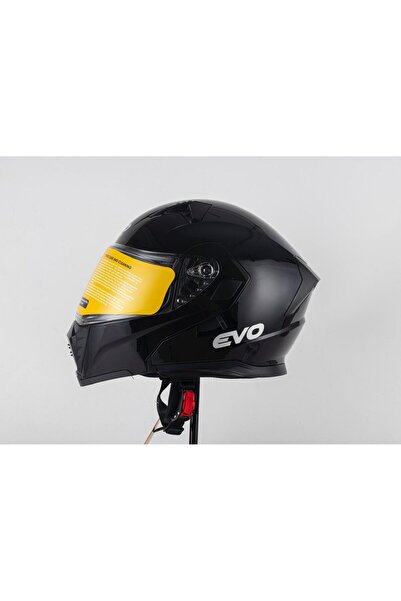 Evo ÇENE AÇILIR KASK VİZÖRLÜ PARLAK SİYAH 90608-M