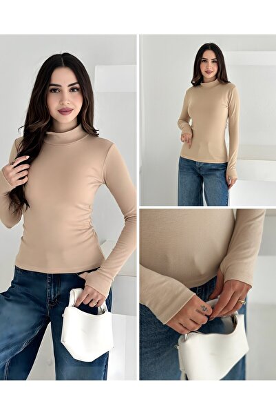 Paraf style Mock Neck Cashmere Textured Ultra Light Blouse