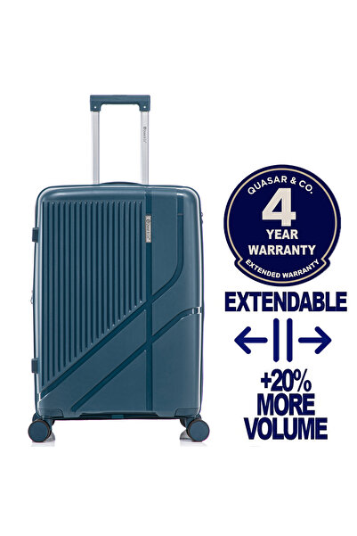 Quasar & Co. Medium expandable trolley 68x45x26-31cm, checked luggage, zipped...