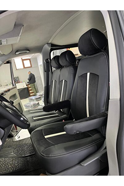 AKINCI غطاء مقعد السيارة مناسب لطراز فولكس فاجن ترانسبورتر T5 5+1 من 2005 إلى...